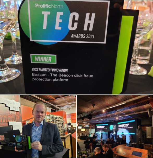 image shows Beacon CTO Stewart Boutcher at the Prolific North Tech Awards